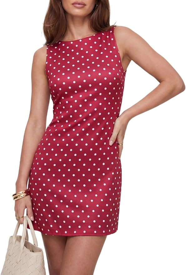 Women's Sleeveless Polka Dot Dress - Backless Design, Vintage Summer Casual and Party Mini Dresse... | Amazon (US)