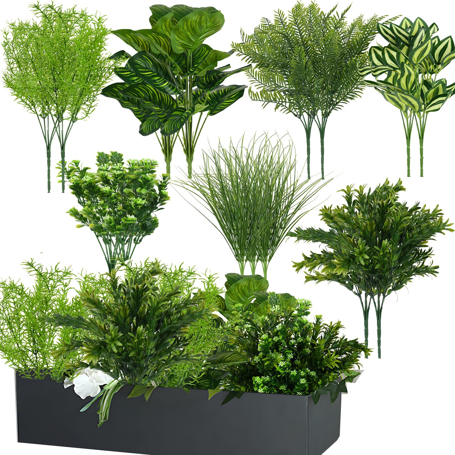15Pcs Outdoor Artificial Plants UV Resistant Fake Plastic Greenery Spring Grass for Outside Yard ... | Amazon (US)