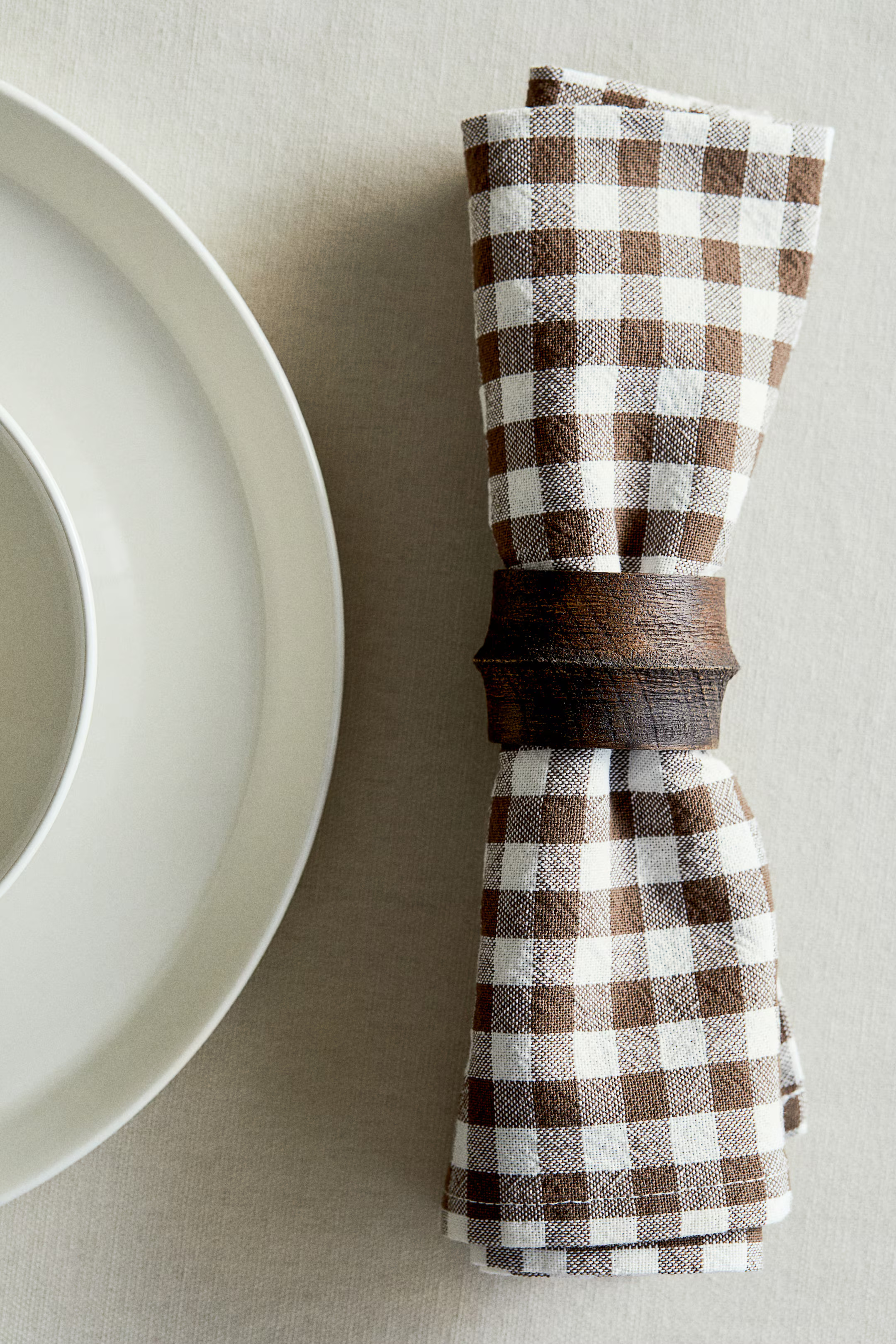 2-pack napkins - Dark brown/Gingham-checked - Home All | H&M GB | H&M (UK, MY, IN, SG, PH, TW, HK)