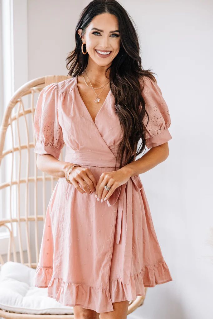 Love Me For Me Blush Pink Swiss Dot Wrap Dress | The Mint Julep Boutique