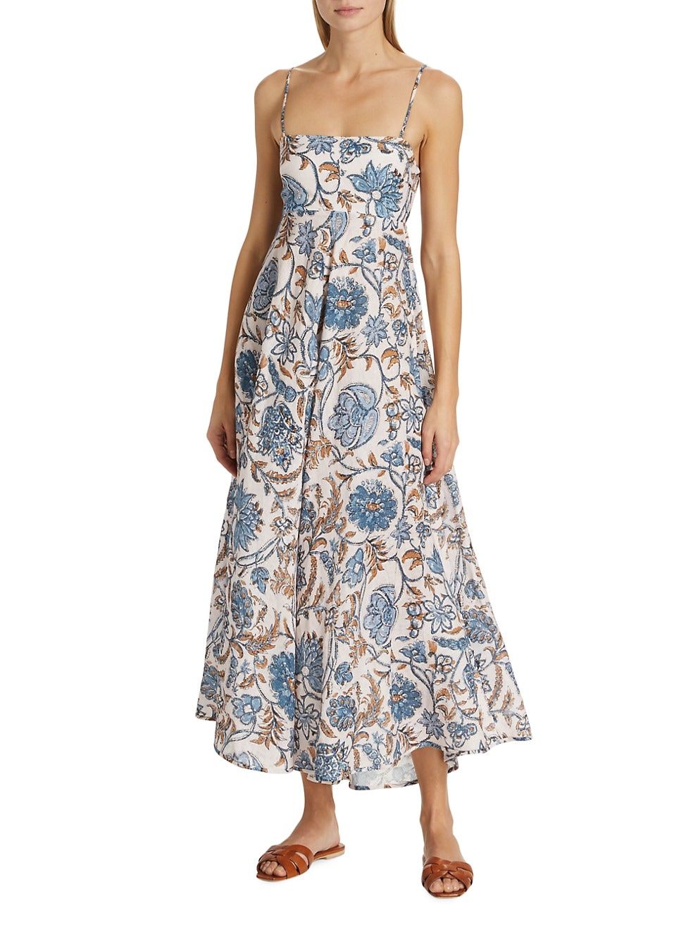 Vitali Floral Linen Midi-Dress | Saks Fifth Avenue
