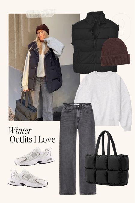 Winter Outfit Idea // winter coat, winter outfit inspo, winter outfits, cold weather outfit, casual winter outfit, black puffer vest, puffer vest outfit 

#LTKstyletip #LTKfindsunder100 #LTKSeasonal