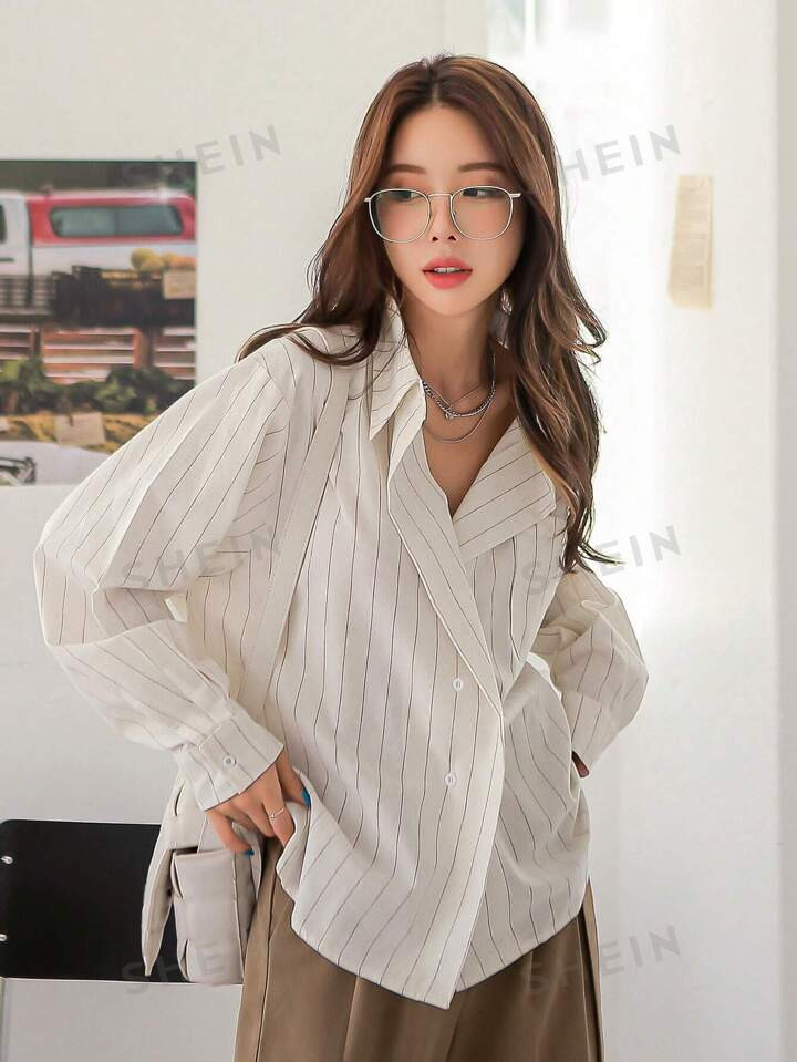DAZY Striped Print Drop Shoulder Shirt | SHEIN
