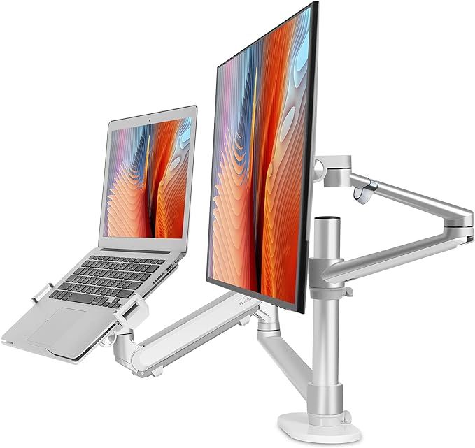 Viozon Monitor and Laptop Mount, 2-in-1 Adjustable Dual Monitor Arm Desk Stand Single Gas Spring ... | Amazon (US)