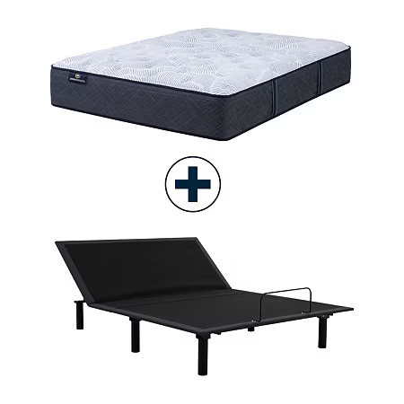 Serta Perfect Sleeper Blue Lagoon Nights 13.5" Plush Tight Top - Mattress + Adjustable Base, One Size, White | JCPenney