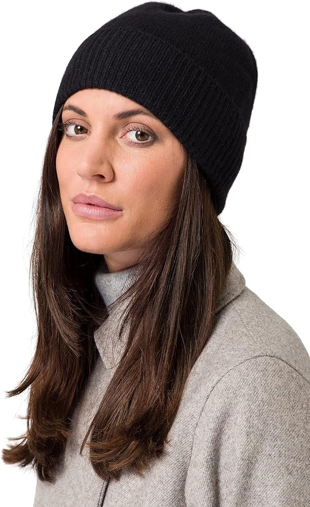 Women’s Ribbed Beanie, 100% Cashmere, Soft & Stretchy with Ribbed Edge, Warm Hat for Winter | Amazon (US)