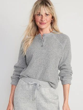 Waffle-Knit Henley Top for Women | Old Navy (US)