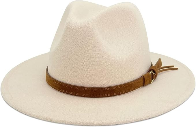 Lisianthus Men & Women Vintage Wide Brim Fedora Hat with Belt Buckle | Amazon (US)