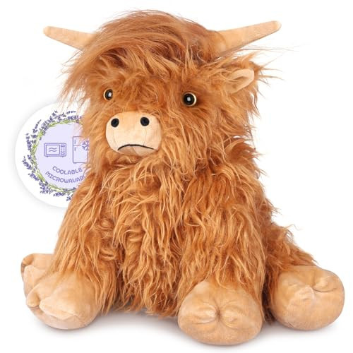 SuzziPals Heatable Coolable Weighted Highland Cow Stuffed Animals Plushie, Microwavable Heating Pad for Period Cramps & Pain, Lavender Scented Cow Plush Toys for Stress, Highland Cow Gifts for Women | Amazon (US)