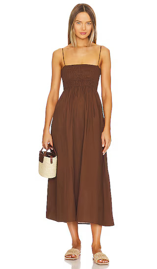 Marieka Midi Dress in Chocolate | Revolve Clothing (Global)