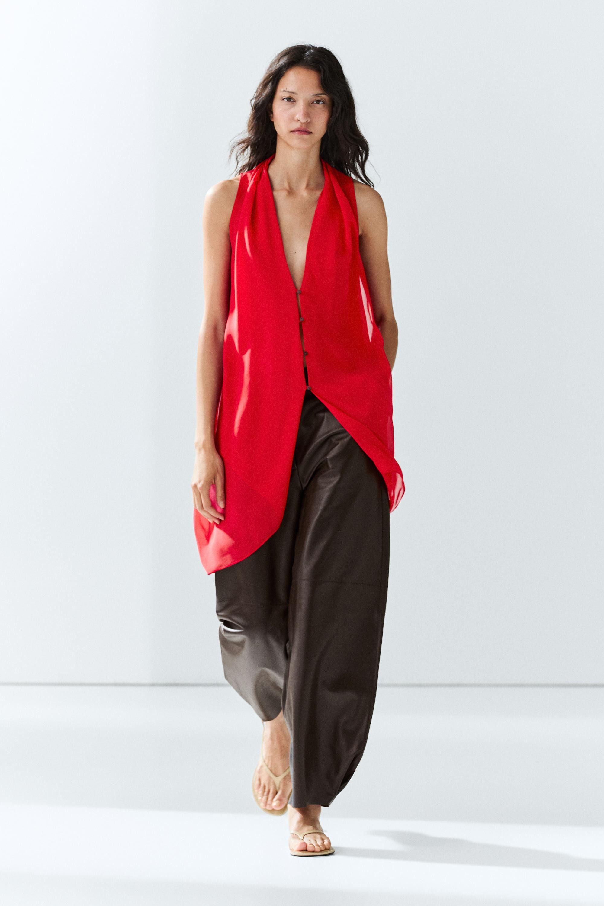100% silk semi-sheer top | Massimo Dutti UK