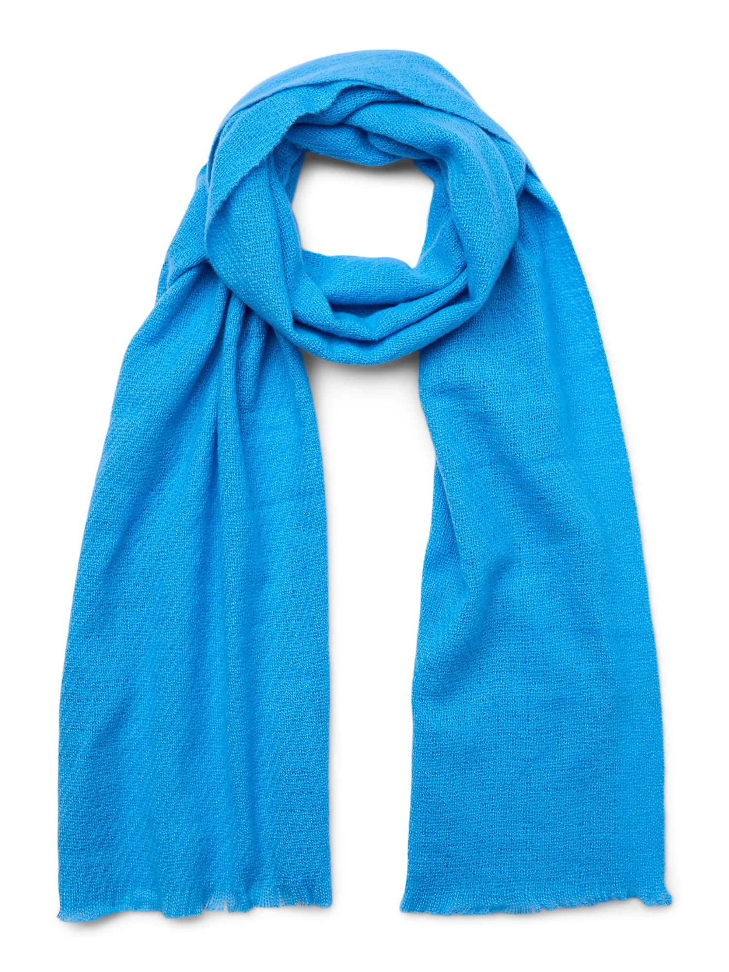 No Boundaries Women's Solid Blanket Winter Scarf with Frayed Edge, Blue | Walmart (US)