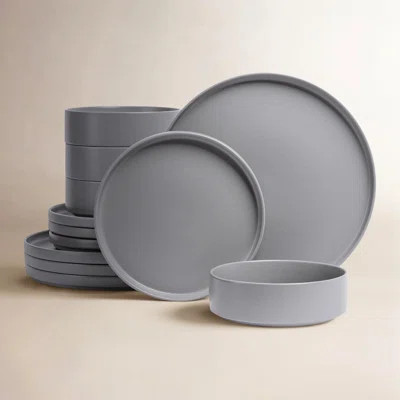 over&back Stackable 12-Piece Semi Hand-Finished Stoneware Dinnerware Set | Wayfair North America