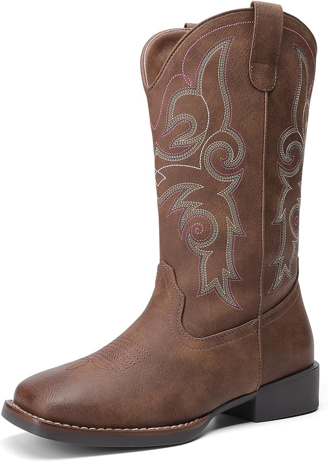 DREAM PAIRS Women's Cowboy Cowgirl Boots Embroidered Square Toe Mid Calf Western Boots Fashion Dr... | Amazon (US)