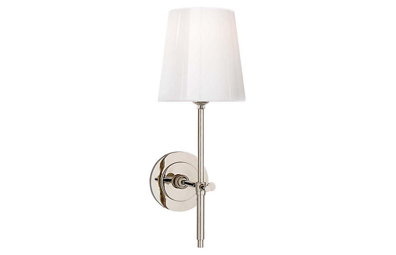 Bryant Sconce, Polished Nickel/White | One Kings Lane