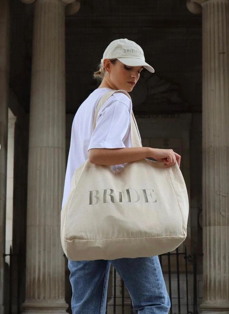 BRIDE Tote Bag Champagne Embroidery Bride to Be Tote Hen - Etsy UK | Etsy (UK)