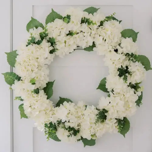 CG Hunter 30" White Hydrangea Wreath - 30in Faux Floral Door Wreath at Nordstrom, Size Large | Nordstrom
