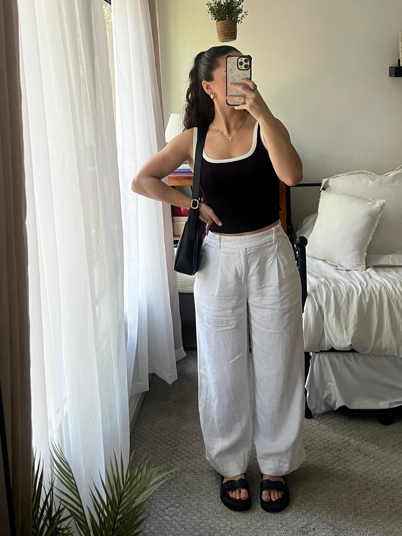 OOTD for a brand event and lunch! These linen pants from Madewell are the best - so comfy and not super see through like most are. I got them taken in and hemmed a little! Found the earrings at tj maxx but linked a similar pair from amazon 

#LTKstyletip #LTKfindsunder100 #LTKfindsunder50