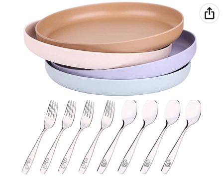 Non-toxic bamboo plates & stainless steel silverware for kids!

#LTKbaby #LTKkids #LTKfamily