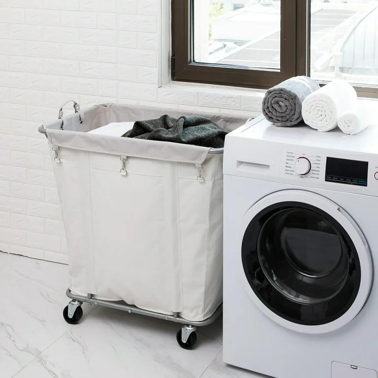 Mainstays Large Rolling Laundry Cart with Canvas Bag | Walmart (US)