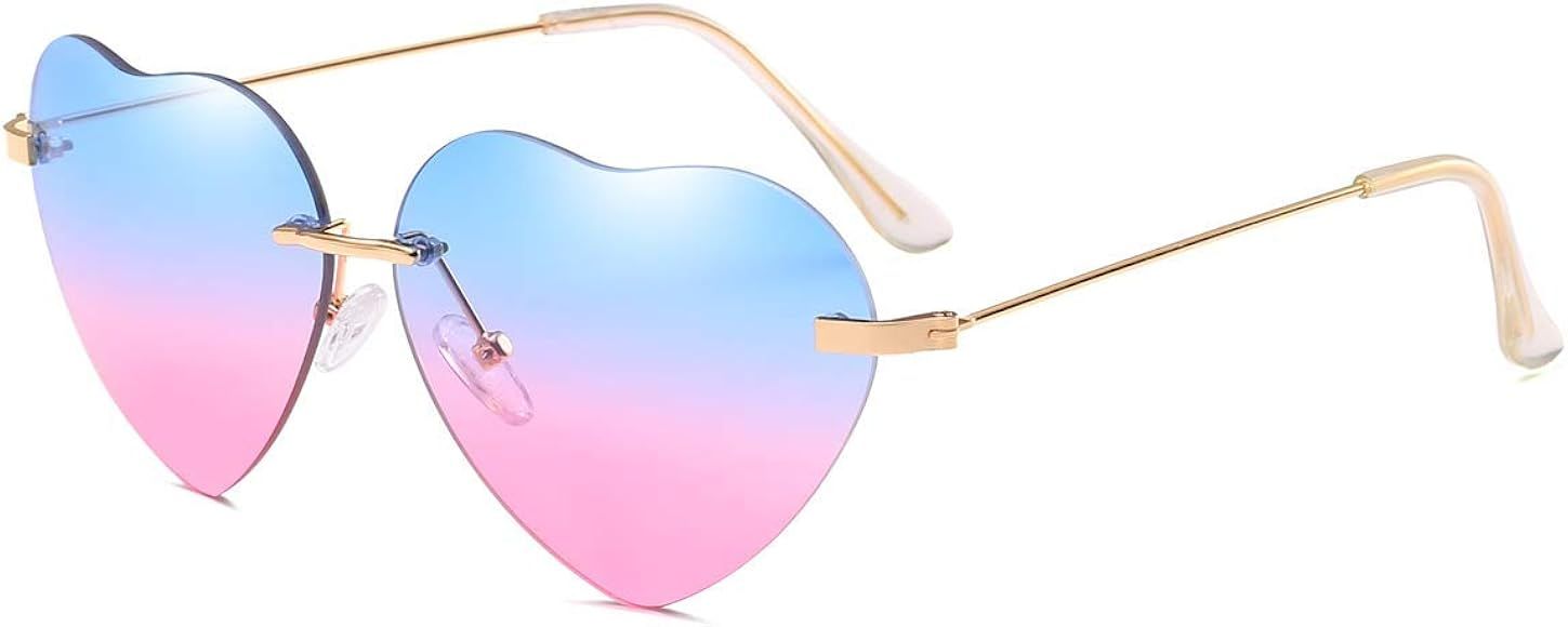 Heart Sunglasses Thin Metal Frame Lovely Heart Style for Women | Amazon (US)