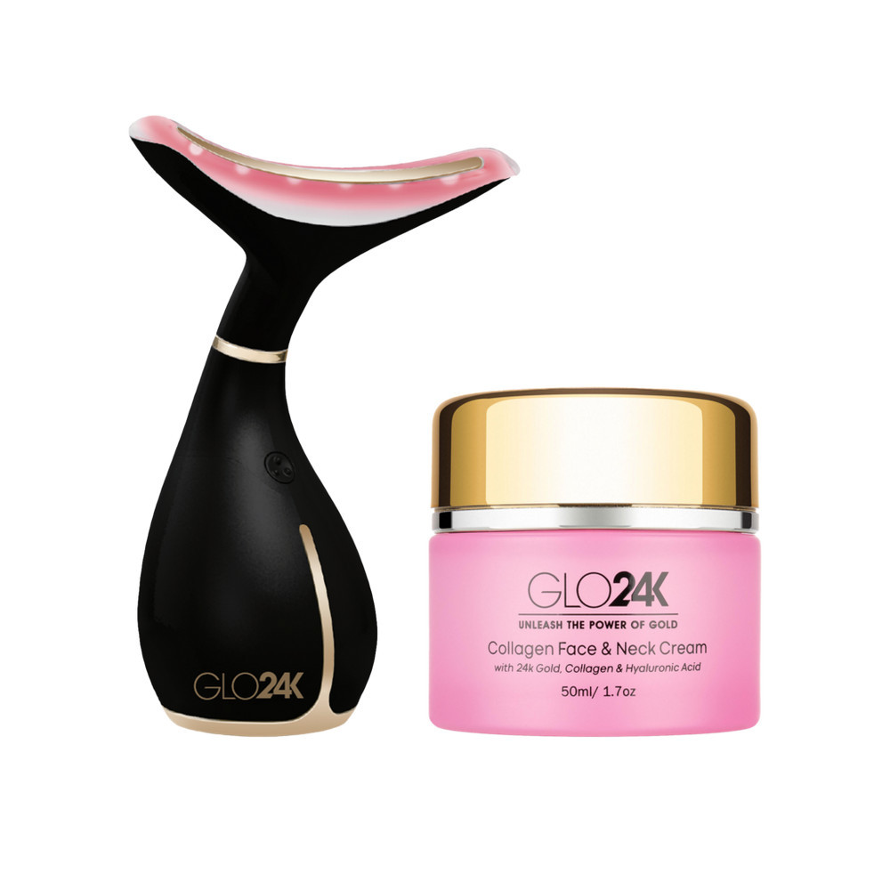 Glo24k Neck & Face LED Beauty Massager + Collagen Neck Cream | Ulta