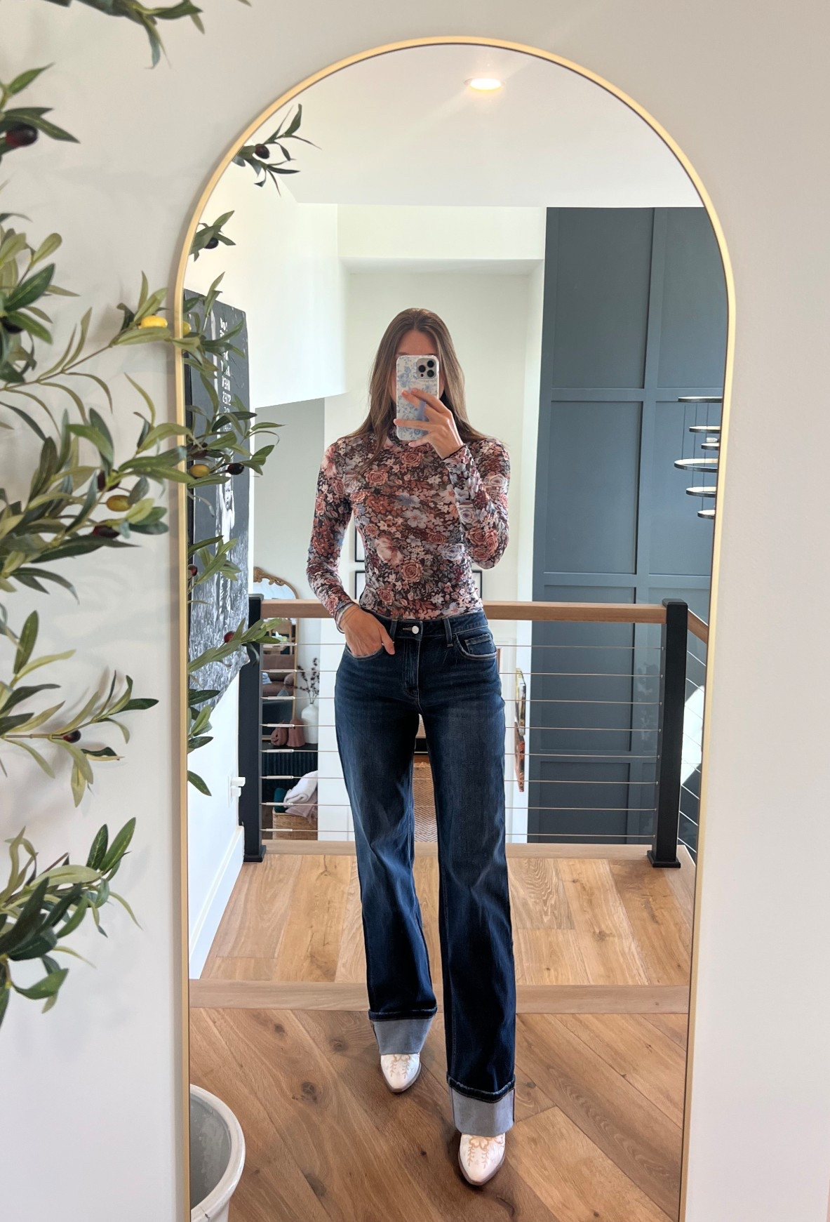 Cuff jeans. Floral top. Vici. Amazon  

#LTKSeasonal #LTKFallSale #LTKOver40