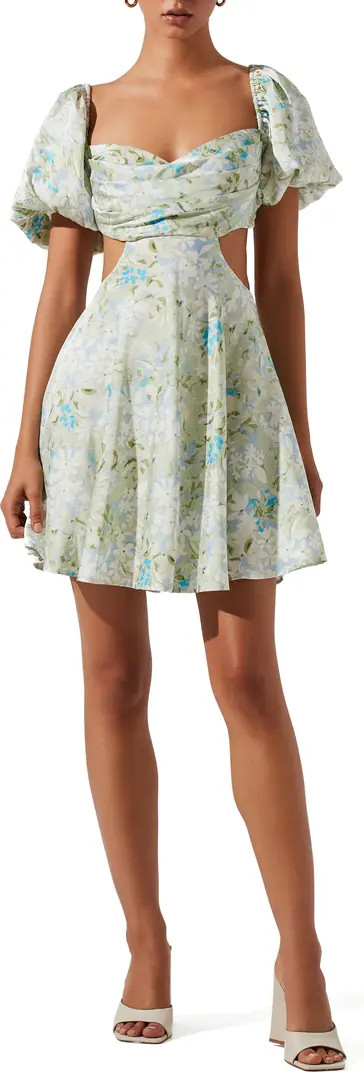 ASTR the Label Clarita Floral Puff Sleeve Cutout Dress | Nordstromrack | Nordstrom Rack