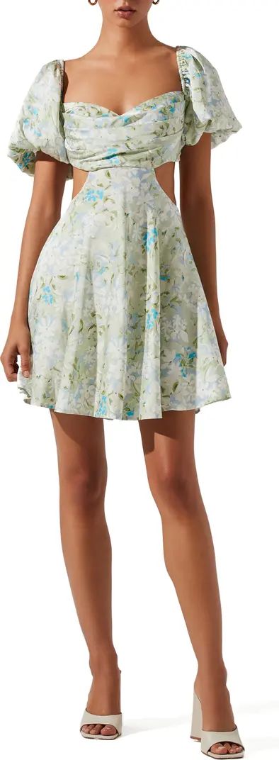 ASTR the Label Clarita Floral Puff Sleeve Cutout Dress | Nordstromrack | Nordstrom Rack