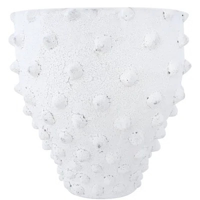 Elswick Round Terra-cotta Crock with Pointed Polka Dots and Distressed Volcano Glaze | Wayfair North America