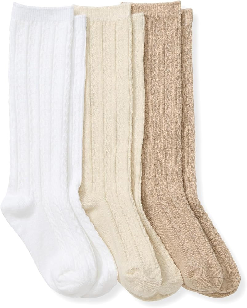 Burt's Bees Baby baby-girls Set of 3 Cable Knit Knee-high Organic Cotton Stockings Socks | Amazon (US)