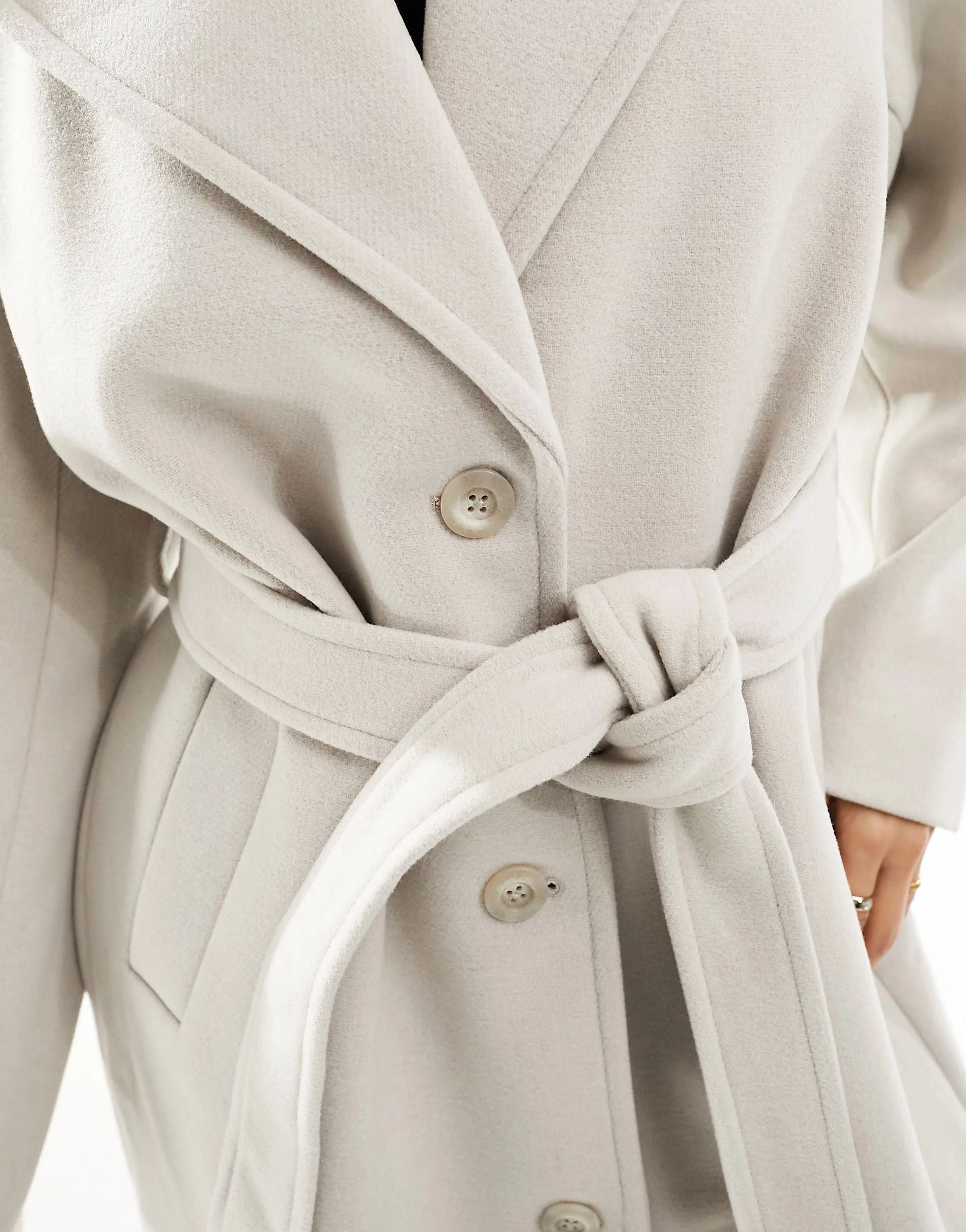 NA-KD oversized maxi wool blend coat in light beige | ASOS (Global)
