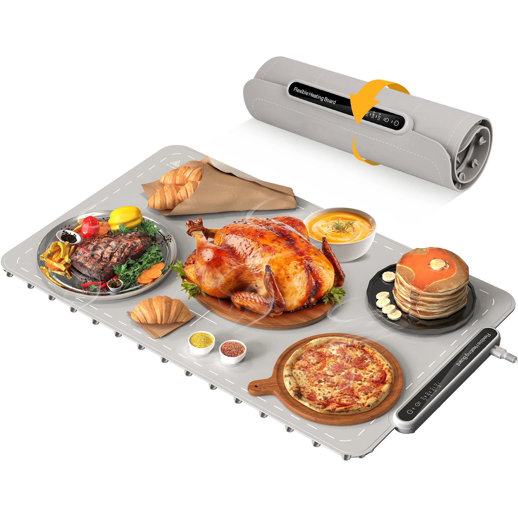 Silicone Food Warming Mat, Full Surface Electric Warming Tray with 4 Temperature & Auto Shut-Off,... | Walmart (US)