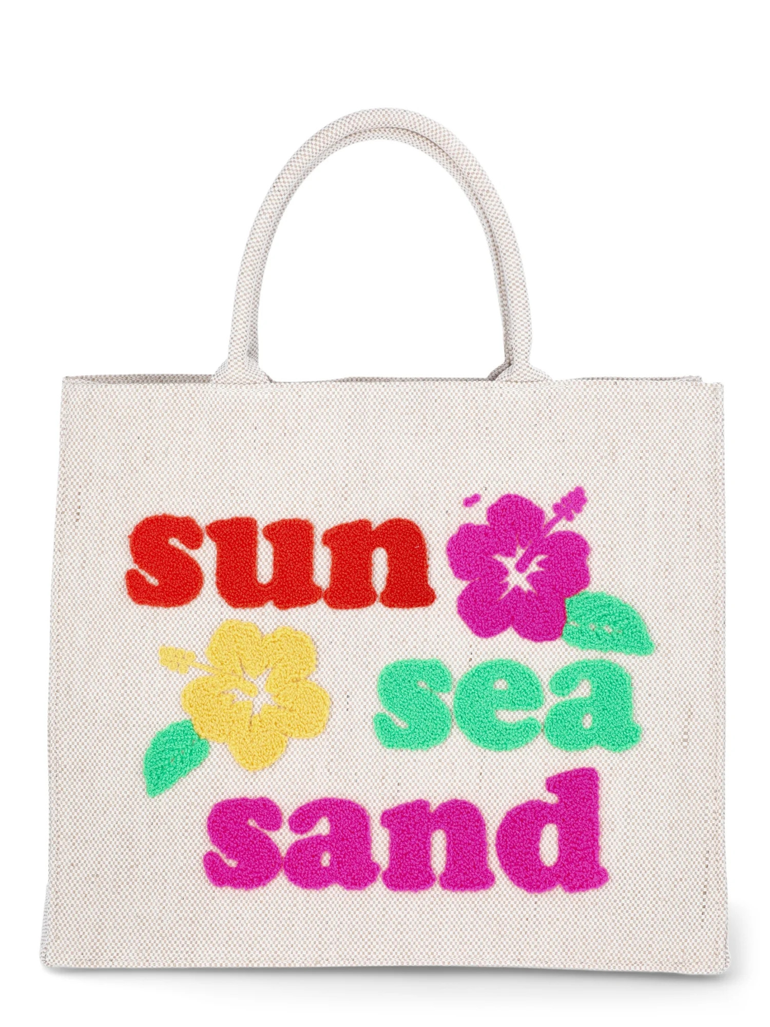 No Boundaries Burlap Tote Bag, Sun, Sea, Surf Natural, Women’s - Walmart.com | Walmart (US)