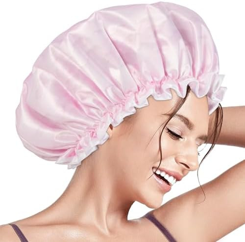 Aquior Shower Cap for Women, Waterproof Reusable Hair Cap with Soft Elastic, Large Size for Long ... | Amazon (US)