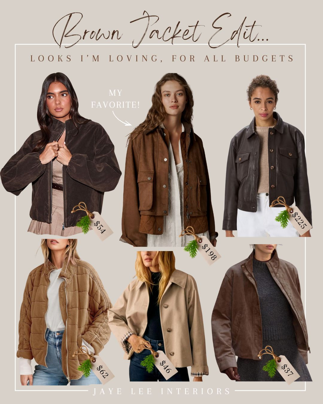 Wrap up in this winter's favorite hue: chocolate brown jackets, from creamy to dark, at a variety of price points. 
brown leather jacket, faux suede bomber jacket, brown mini trench, quilted jacket, womens winter coats, suede coat, winter layers, coffee bean brown, chocolate brown, 2025 color trends, #momstyle #jleeinteriors 

 #LTKSeasonal #LTKOver40 #LTKFindsUnder50