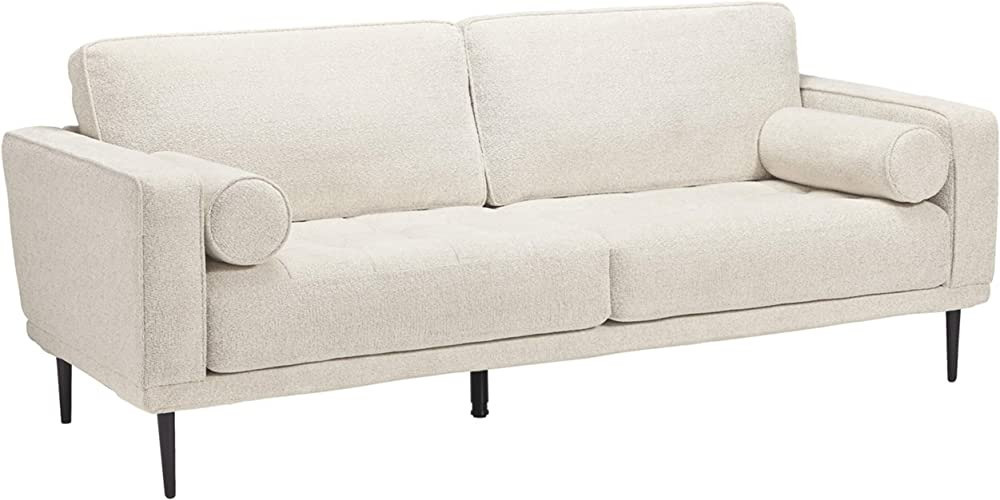 Signature Design by Ashley Caladeron Mid-Century Modern Chenille Sofa, Off-White | Amazon (US)
