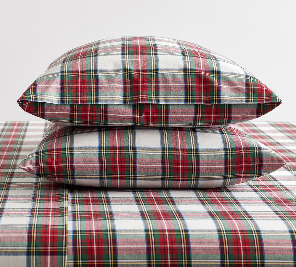 Stewart Plaid Organic Percale Pillowcases - Set of 2 | Pottery Barn (US)