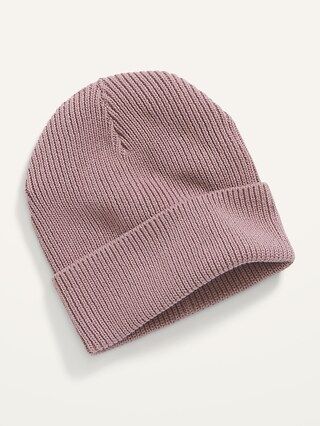 Rib-Knit Wide-Cuff Gender-Neutral Beanie Hat for Adults | Old Navy (US)