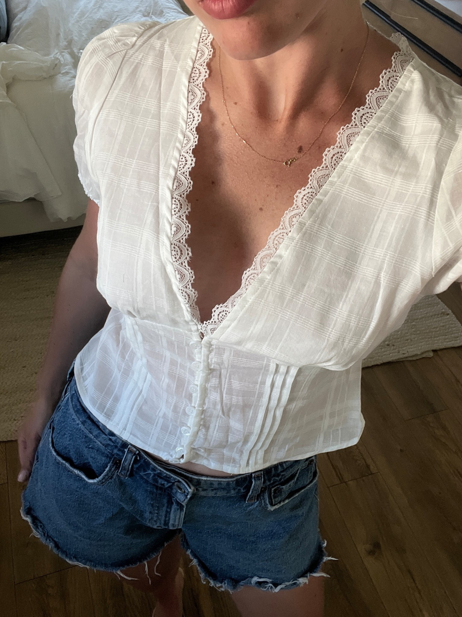 The perfect summer outfit! Light white top with lace trip & mid-rise Abercrombie denim shorts! 

#LTKFindsUnder100 #LTKSeasonal #LTKStyleTip