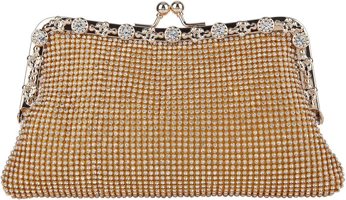 Fawziya Evening Clutch Bling Rhinestone Kiss Lock Soft Novelty Purses For Women Formal | Amazon (US)