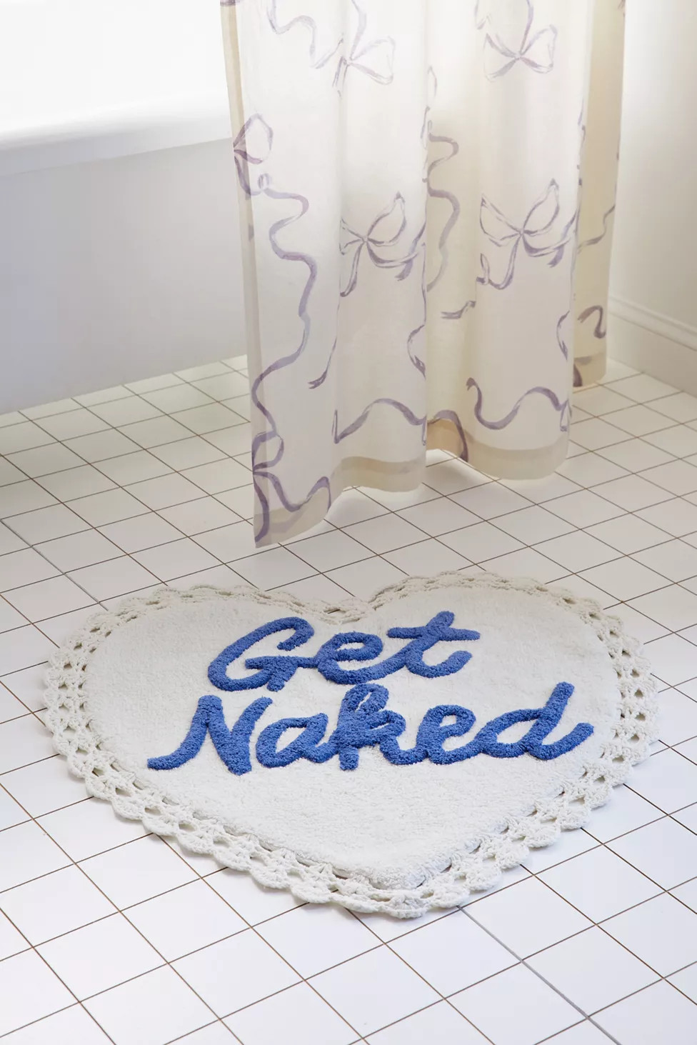 Get Naked Heart Crochet Bath Mat | Urban Outfitters (US and RoW)