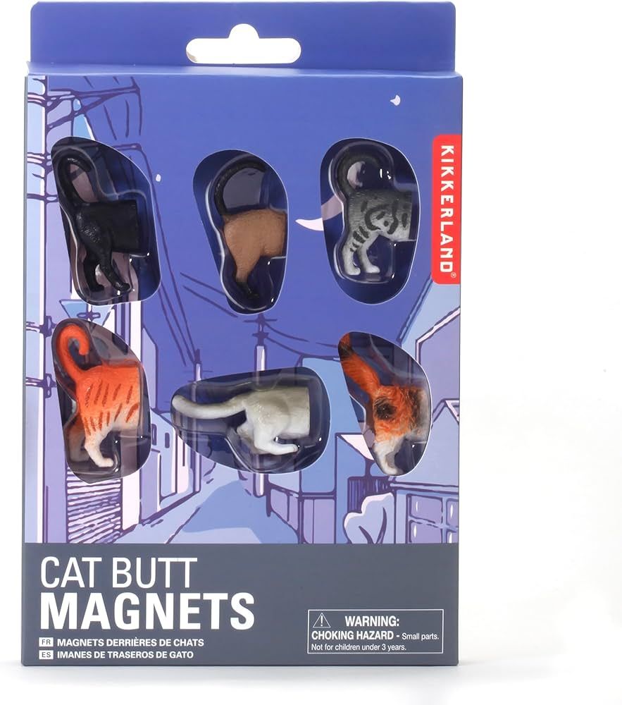 Kikkerland Magnetic Funny Cat Butt Refrigerator Decorative Magnets, Set of 6, Novelty Gift, Cat L... | Amazon (US)