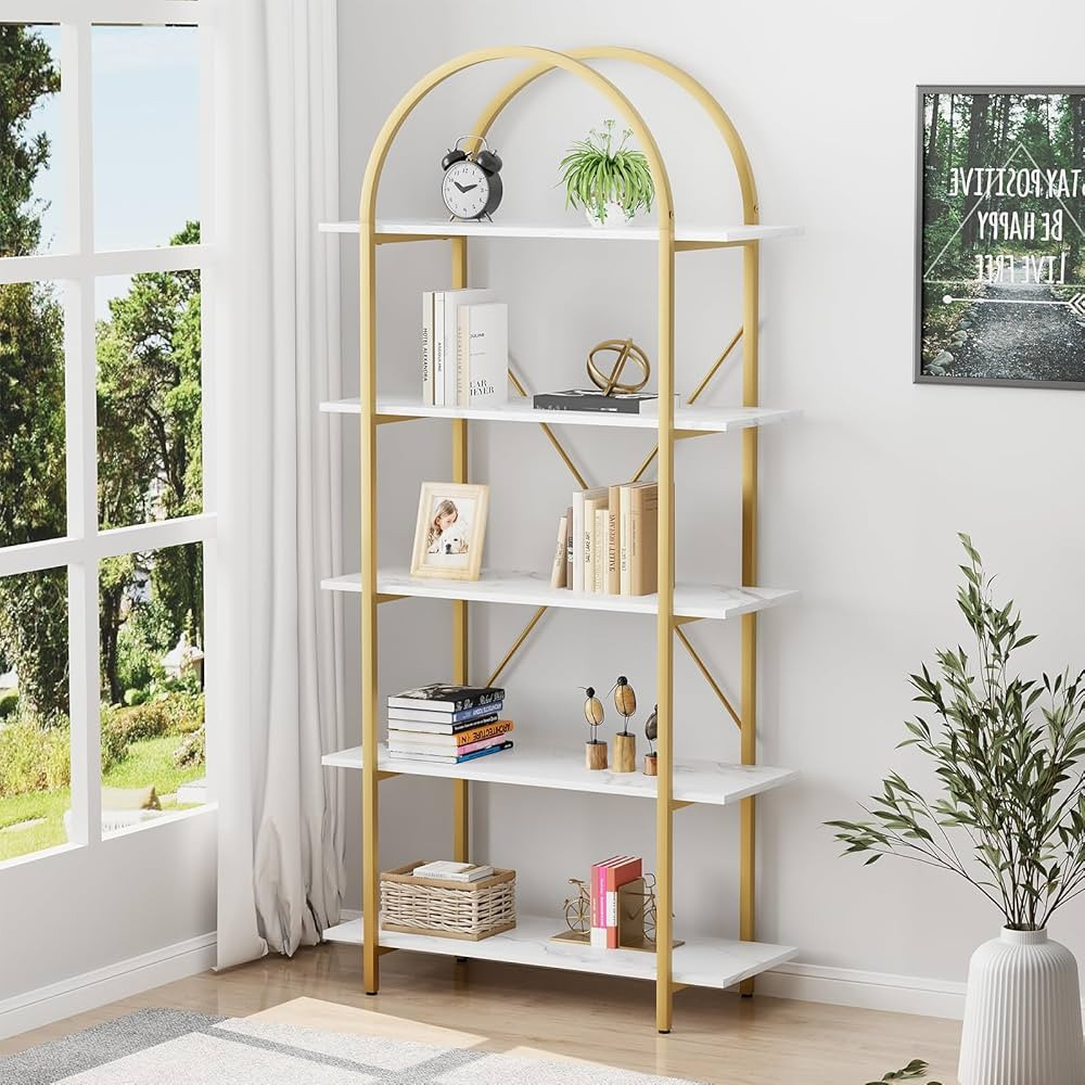 Arbuxzuy Arched Bookshelf 5 Tier Book Shelf, 31.5 Inch Width Industrial Arch Bookcase, Curved Tal... | Amazon (CA)