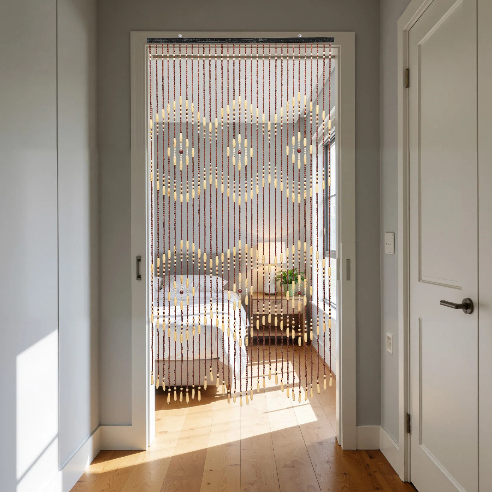 Natural Wooden Door Beaded Curtain Front Door Decor Curtains | Wayfair North America
