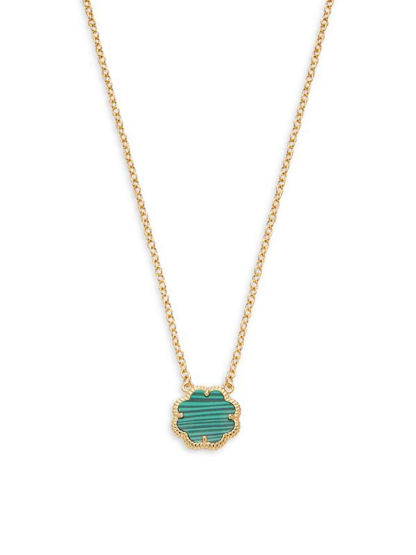 14K Goldplated & Malachite Pendant Necklace | Saks Fifth Avenue OFF 5TH (Pmt risk)