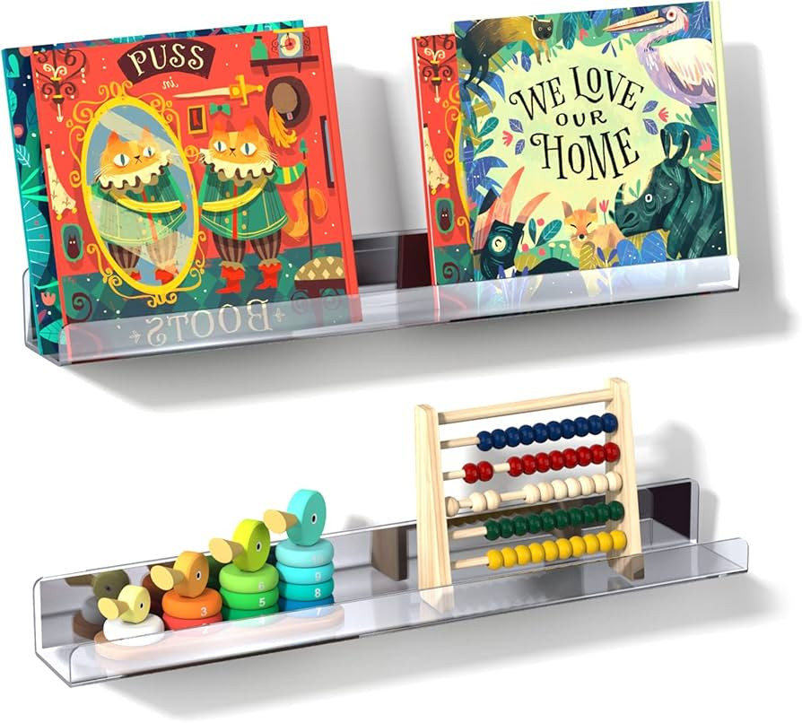 NiHome Clear Magnetic Acrylic Book Shelves 2-Pack, 17'' for Whiteboard, Classroom and Fridge Stor... | Amazon (US)