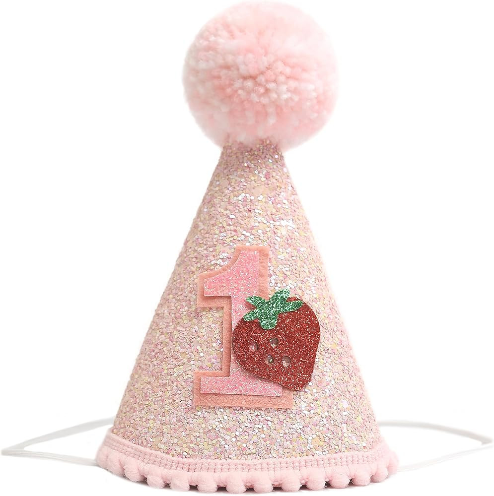Handcrafted Strawberry Birthday Hat - Unique Pink Party Headwear - Perfect First Celebration Acce... | Amazon (US)