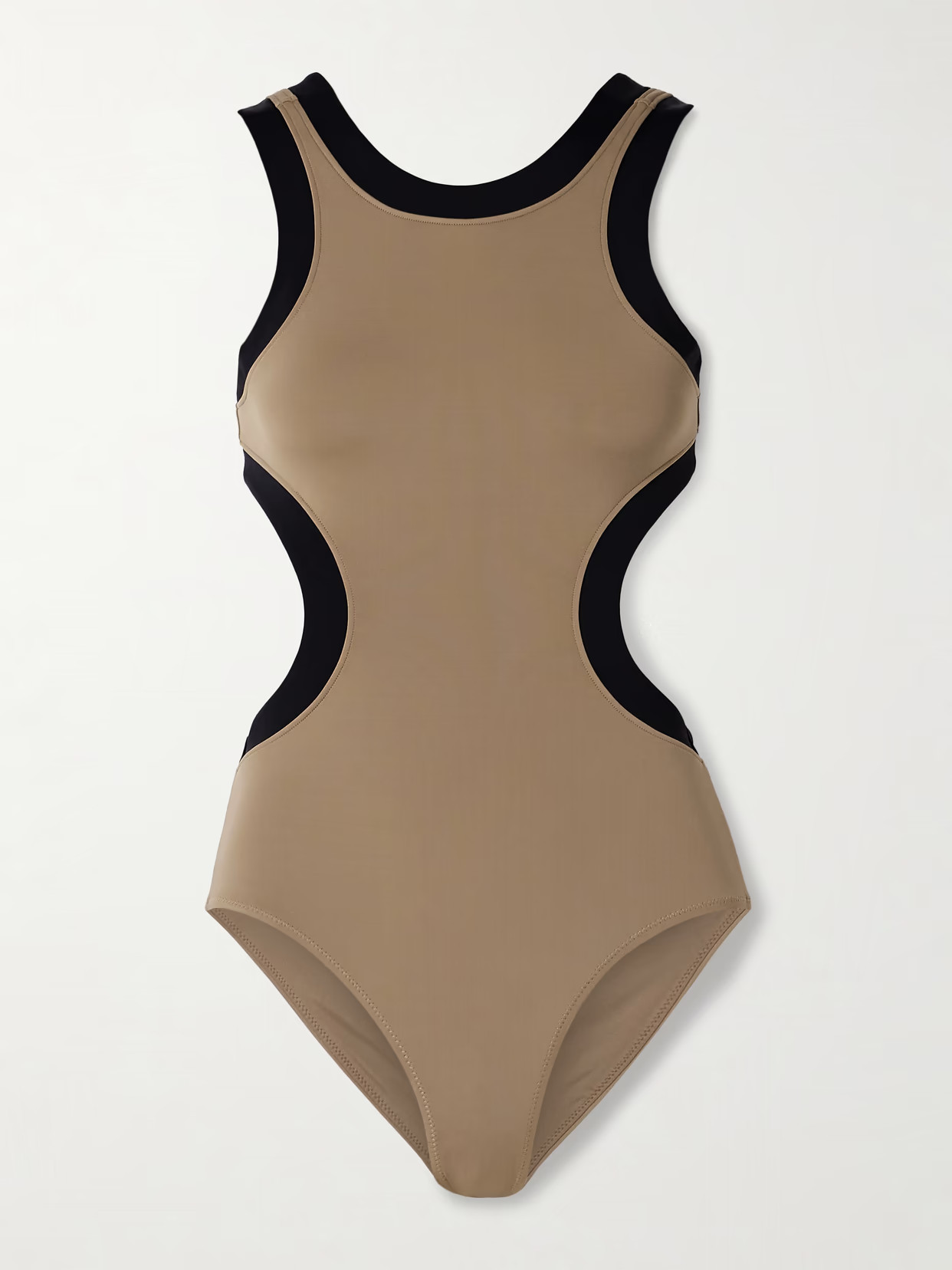 STAUD - Dolce Open-back Two-tone Swimsuit - Brown | NET-A-PORTER (US)