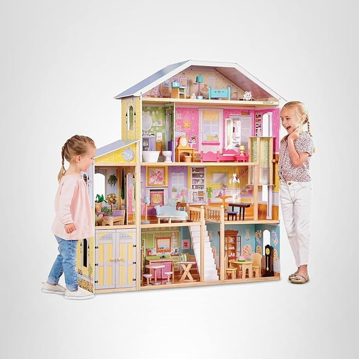 KidKraft Majestic Mansion Wooden Dollhouse with 34-Piece Accessories, Working Elevator and Garage... | Amazon (US)